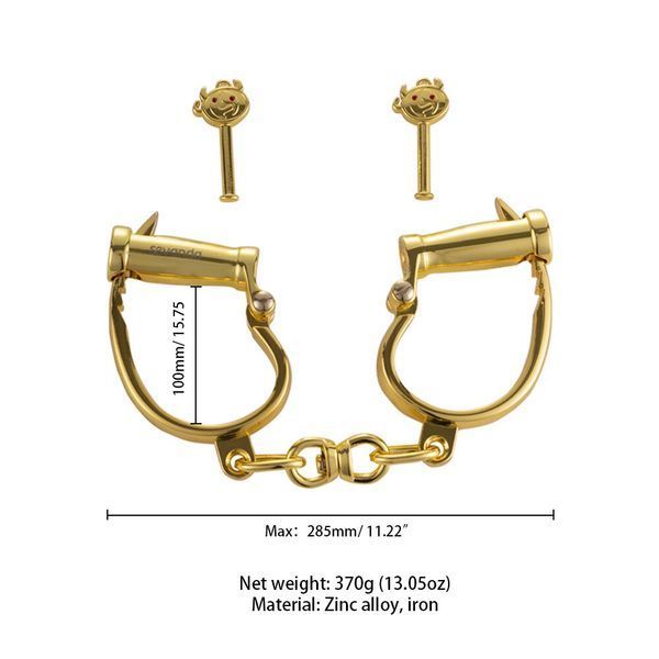 Наручники LOCKINK Love-slave Handcuffs, золотисті, металеві, у формі стремен SX0897 фото