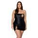 Мінісукня з екошкіри Passion CELINE CHEMISE 6XL/7XL, black, шнурівка, трусики в комплекті SO7062 фото 1