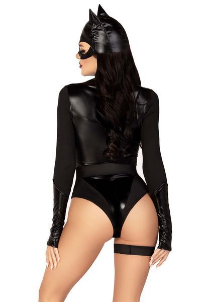 Еротичний костюм кішечки Leg Avenue Fierce Feline L, боді, пояс з підв&rsquo;язкою, маска кішки SO9230 фото