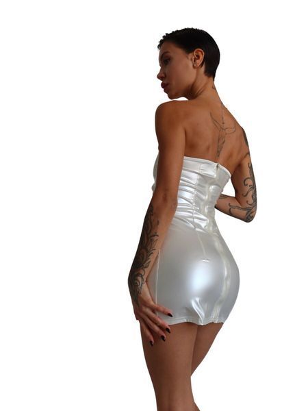 Мінісукня D&A, XS-S, white, nylon-lycra відкриті плечі з блискавкою на всю довжину SX1240 фото