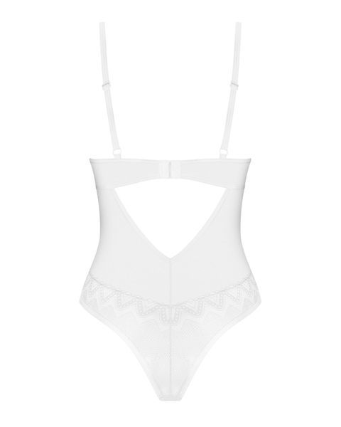 Боді Obsessive Alissium Teddy White, XS/S, ліф з м&rsquo;якою чашкою, високі вирізи для ніг SX0594 фото