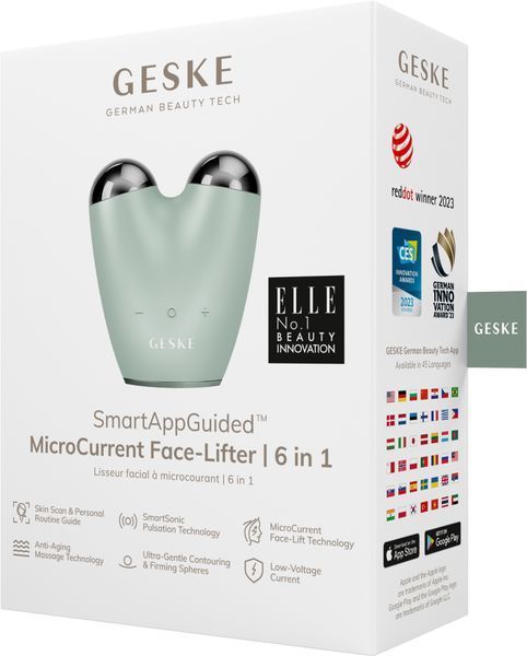 Мікрострумовий підтягувач шкіри обличчя GESKE MicroCurrent Face-Lifter 6в1 green HB0140 фото