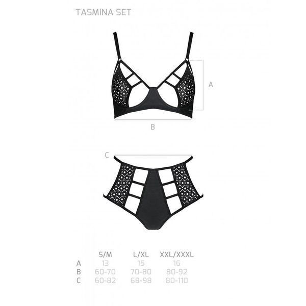 Розпродаж!!! Комплект з екошкіри Passion Tamaris Set black L/XL, бюстгальтер та трусики SO5796 фото
