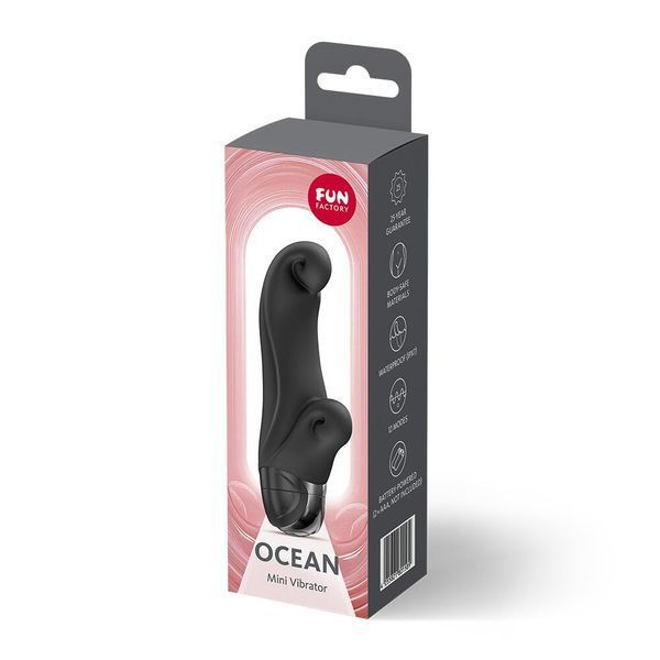 Вібратор-кролик Fun Factory OCEAN Black, для клітора та точки G, 6 режимів, на батарейках SX3712 фото