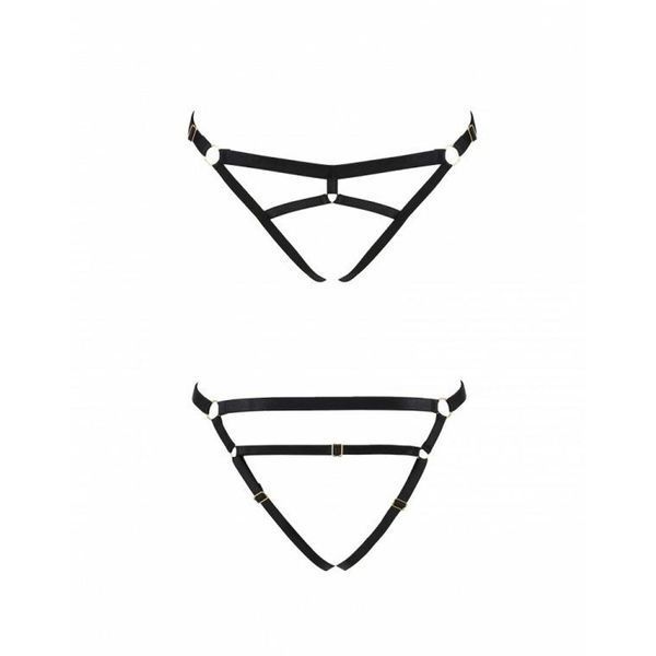 Трусики-стрінги зі стреп Passion Exclusive KELIS THONG S/M, black PS27505 фото