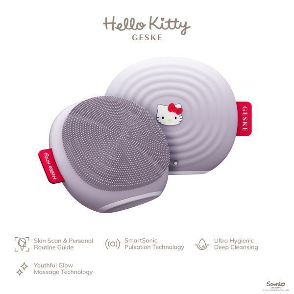 Електронна ультразвукова щітка для обличчя GESKE Sonic Facial Brush 4в1 by Hello Kitty purple HB0242 фото