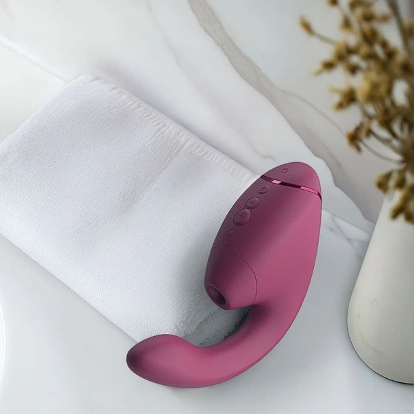 Подвійний вакуумний кліторальний стимулятор з вібрацією Womanizer Next Duo - Dusky Pink SX3868 фото
