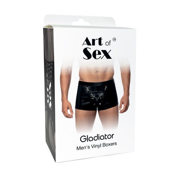Чоловічі труси з сюрпризом Art of Sex - Gladiator, чорні з ефектом мокрого оксамиту, розмір M SX3403 фото