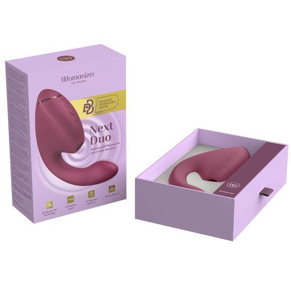 Подвійний вакуумний кліторальний стимулятор з вібрацією Womanizer Next Duo - Dusky Pink SX3868 фото