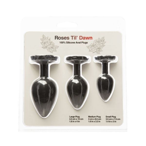 Набір силіконових анальних пробок BMS Roses Til&rsquo; Dawn Silicone Anal Plug Kit Starter Kit Black SX3150 фото