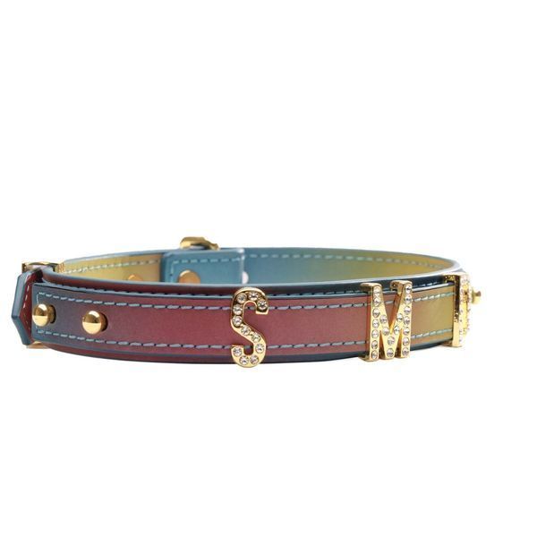 Нашийник LOCKINK Multi-color DIY Alphabet Collar, мультиколір, штучна шкіра, букви зі стразами SX0899 фото