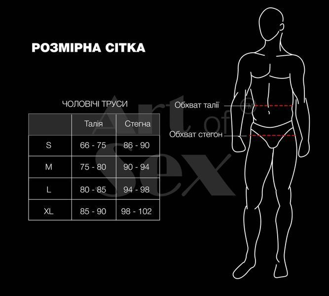 Чоловічі труси з сюрпризом Art of Sex - Gladiator, чорні з ефектом мокрого оксамиту, розмір M SX3403 фото