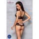 Комплект з еко-шкіри та мережива Passion LOONA SET XXL/XXXL, black, бра і трусики SO5363 фото 4