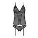 Корсет із пажами, трусики з ажурним декором та відкритим кроком Passion URSULA CORSET L/XL, black SO5835 фото 4