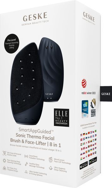 Очищувальна щітка для обличчя GESKE Sonic Thermo Facial Brush&Face-Lifter 8в1 black HB0091 фото
