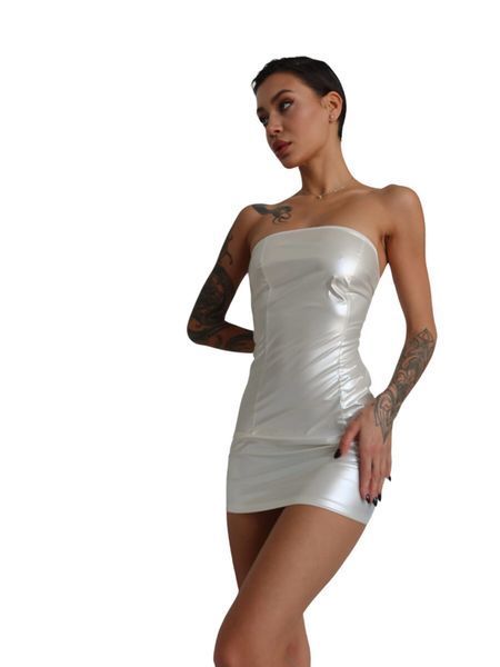 Мінісукня D&A, M, white, nylon-lycra відкриті плечі з блискавкою на всю довжину SX1241 фото
