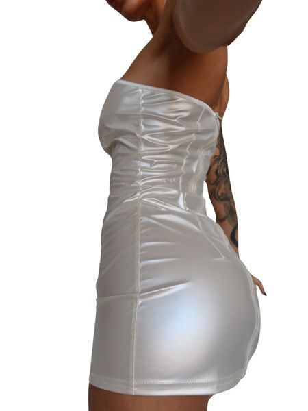 Мінісукня D&A, M, white, nylon-lycra відкриті плечі з блискавкою на всю довжину SX1241 фото