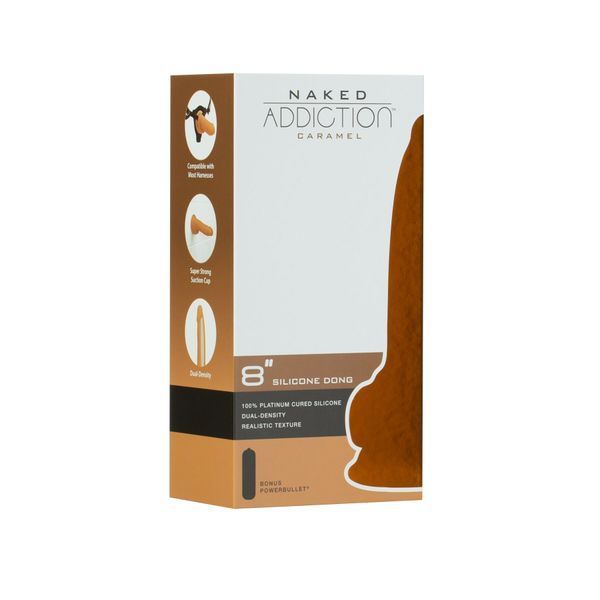 Фалоімітатор ADDICTION Dual Density Silicone Dildo Caramel 8&Prime;, присоска, діаметр 4,3 см, віброкуля SO8243 фото