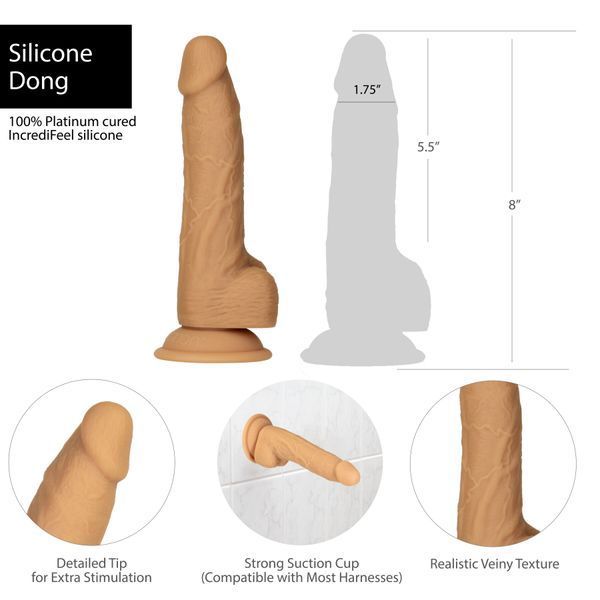 Фалоімітатор ADDICTION Dual Density Silicone Dildo Caramel 8&Prime;, присоска, діаметр 4,3 см, віброкуля SO8243 фото