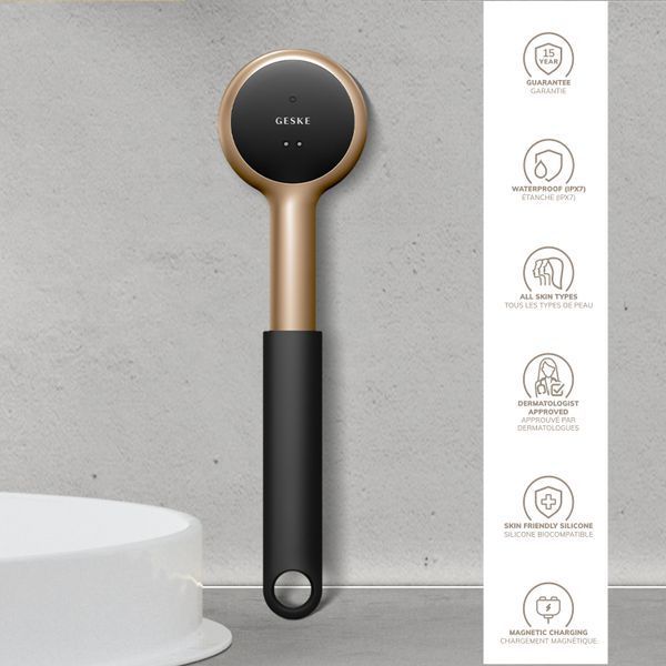 Звукова світлодіодна щітка для всього тіла GESKE Sonic LED Full-Body Brush&Intensive Exfoliator 9в1 gray HB0386 фото