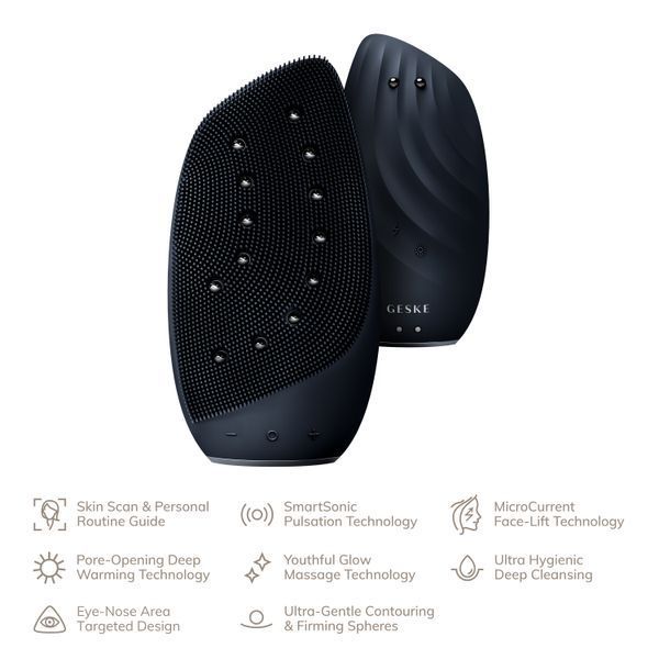 Очищувальна щітка для обличчя GESKE Sonic Thermo Facial Brush&Face-Lifter 8в1 black HB0091 фото