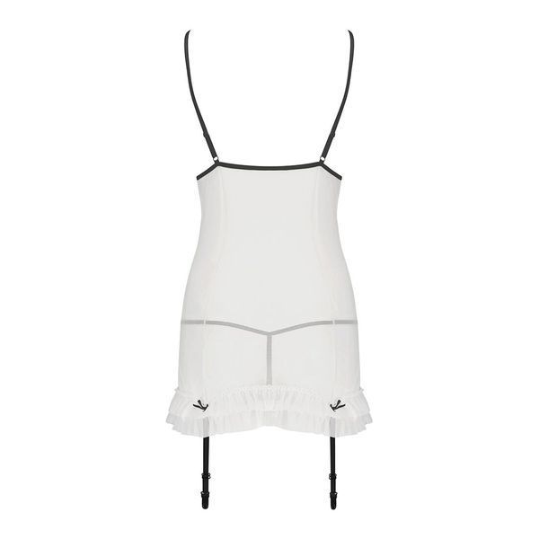 Сорочка прозора з пажами Passion ORIHIME CHEMISE XXL/XXXL, white, трусики, стрепи EL16406 фото