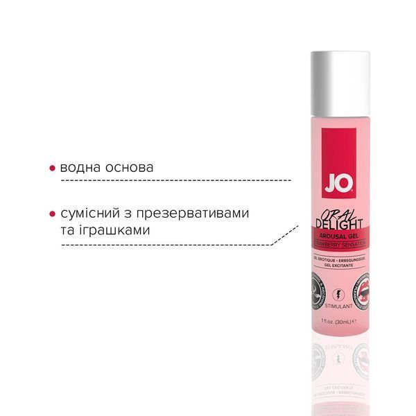 Гель для оральних пестощів JO Oral Delight &mdash; Strawberry Sensation (30 мл), ефект холод-тепло SO1496 фото
