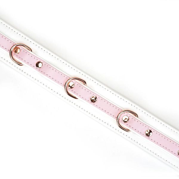 Нашийник з повідцем Liebe Seele White & Pink Fairy Goat Leather Collar SX2826 фото