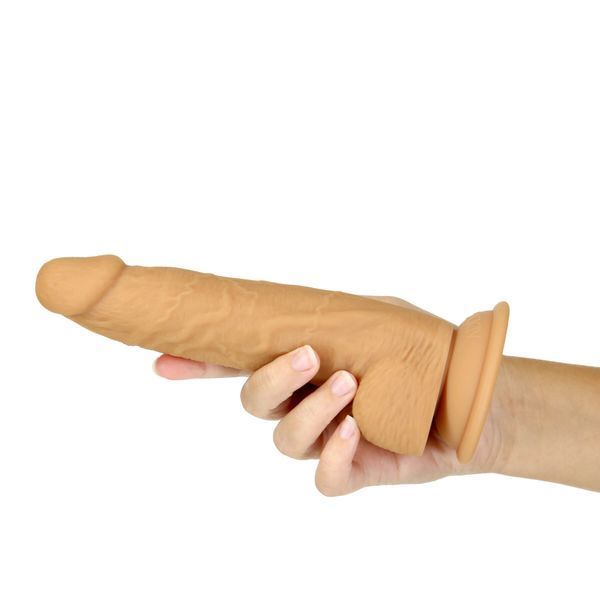 Фалоімітатор ADDICTION Dual Density Silicone Dildo Caramel 8&Prime;, присоска, діаметр 4,3 см, віброкуля SO8243 фото