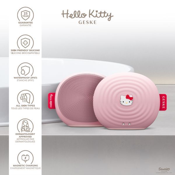 Електронна ультразвукова щітка для обличчя GESKE Sonic Facial Brush 4в1 by Hello Kitty pink HB0243 фото