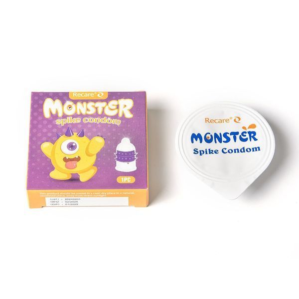 Насадка на член Recare Yellow Monster Spike Condom (презерватив з рядами пухирців та шипів) SX3354 фото