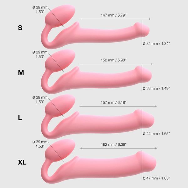 Безремінний страпон Strap-On-Me Rose L, повністю регульований, діаметр 3,7 см SX2569 фото