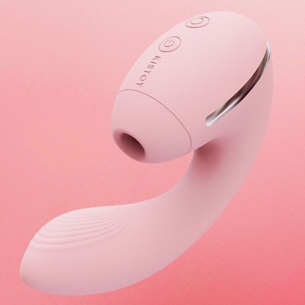 Вакуумний вібратор KISSTOY Tina Mini Pink, вагінально-кліторальний SO4954 фото