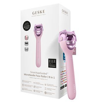 Електронний ролер для обличчя з мікроголками GESKE MicroNeedle Face Roller 9в1 pink HB0192 фото
