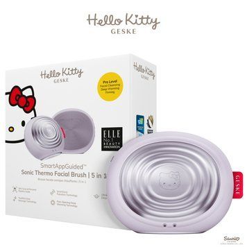 Електронна ультразвукова термощітка для обличчя GESKE Sonic Thermo Facial Brush 5в1 by Hello Kitty purple HB0244 фото