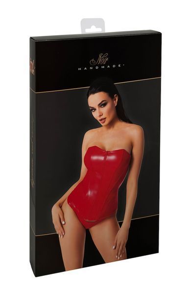 Корсет Noir Handmade F355 Red powerwetlook corset - XL SX2026 фото