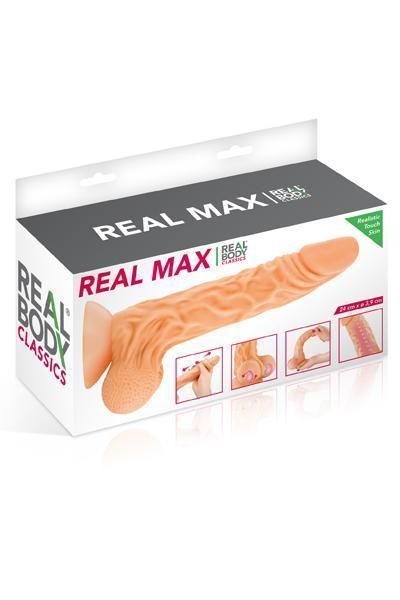 Фалоімітатор із рухомою крайньою плоттю Real Body &mdash; Real Max, діаметр 4,3 см, TPE SO1890 фото
