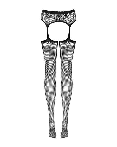 Сітчасті панчохи-стокінги з візерунком на сідницях Obsessive Garter stockings S232 S/M/L, чорні, імі SO7269 фото