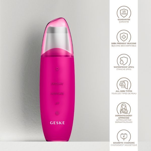 Мікрострумовий скрабер для шкіри та усунення чорних точок GESKE MicroCurrent Skin Scrubber&Blackhead Remover 9в1 magenta HB0142 фото