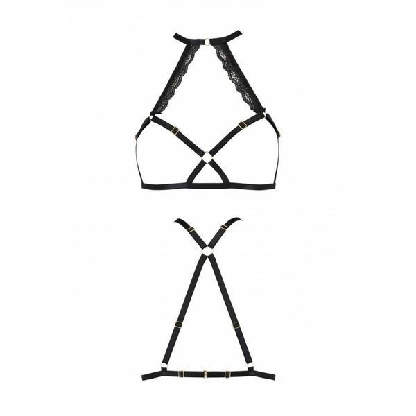 Портупея зі стреп з мереживом Passion Exclusive LORRY BRA S/M, black PS27602 фото