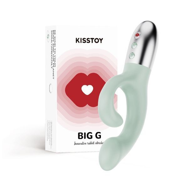 Вібратор-кролик для точки G KISTOY Big G Green, вигнутий відросток, автоматичний підігрів SO9991 фото