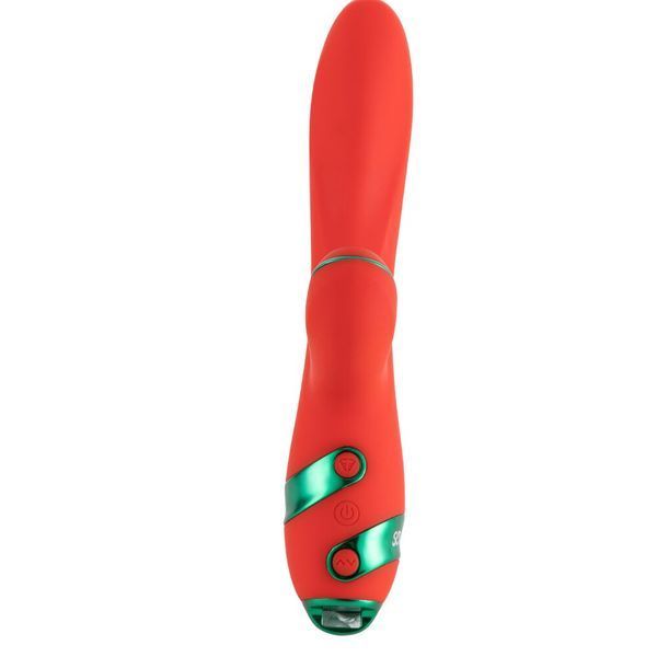 Вібратор-кролик з пульсацією та флогером LOCKINK SEVANDA Whip Vibrating Massage Wand, червоно-зелений SX0903 фото