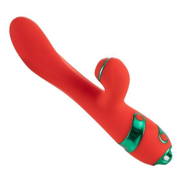 Вібратор-кролик з пульсацією та флогером LOCKINK SEVANDA Whip Vibrating Massage Wand, червоно-зелений SX0903 фото