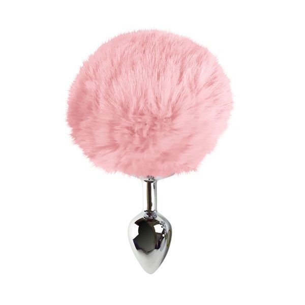 Металева анальна пробка М Art of Sex - Metal Butt plug Rabbit Tail Soft pink, діаметр 3,4 см SO6692 фото