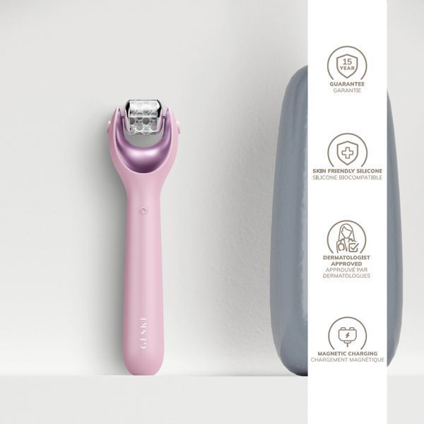 Електронний ролер для обличчя з мікроголками GESKE MicroNeedle Face Roller 9в1 pink HB0192 фото