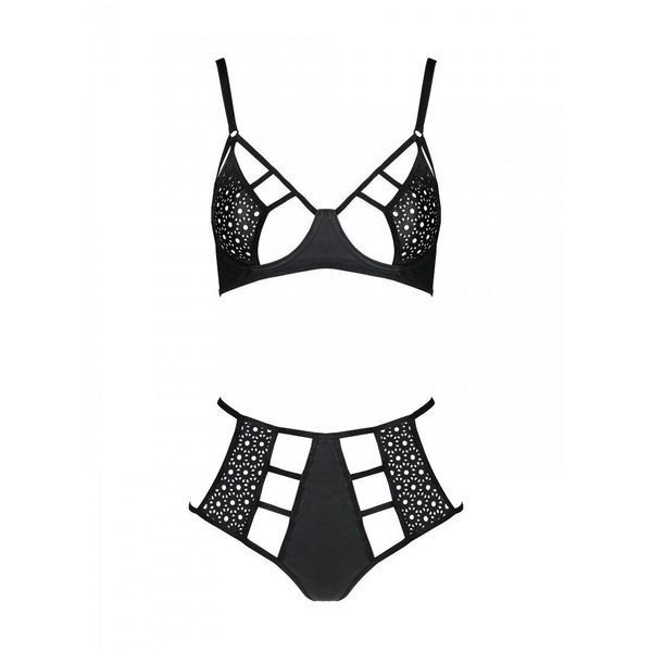 Розпродаж!!! Комплект з екошкіри Passion Tamaris Set black XXL/XXXL, бюстгальтер та трусики SO5798 фото