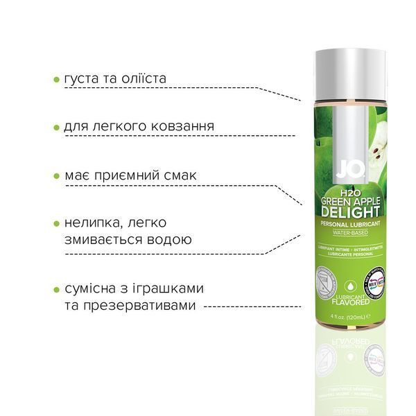 Змазка на водній основі JO H2O &mdash; Green Apple (120 мл) без цукру, рослинний гліцерин SO1677 фото