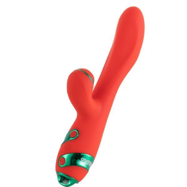Вібратор-кролик з пульсацією та флогером LOCKINK SEVANDA Whip Vibrating Massage Wand, червоно-зелений SX0903 фото