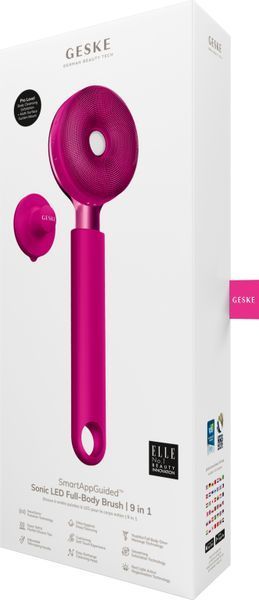 Звукова світлодіодна щітка для всього тіла GESKE Sonic LED Full-Body Brush&Intensive Exfoliator 9в1 magenta HB0388 фото