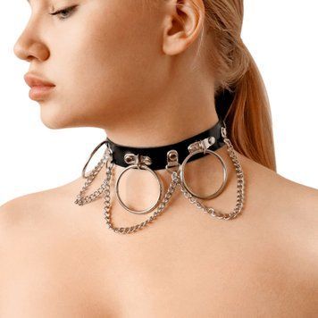 Чокер із натуральної шкіри Art of Sex - Bonita, колір чорний SO9996 фото